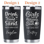 Personalized Vacation 20 oz Tumbler, Laser Engraved Stainless Steel Tumbler with Lid and Straw, Vacuum Insulated Tumbler, Custom Gift, Beach Vacation Mug, Family Trip Cup
