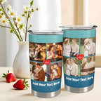 Artsadd Personalized Tumbler with Photo Text Valentines Day Gifts for Boyfriend Girlfriend Customized Coffee Tumblers with Lid and Strawstraw 20oz Stainless Steel Cup Tumbler for Him Her