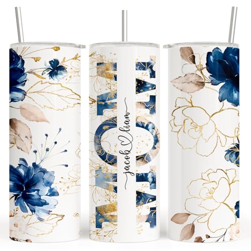 Blue Rose MOM Name Tumbler — personalized design example