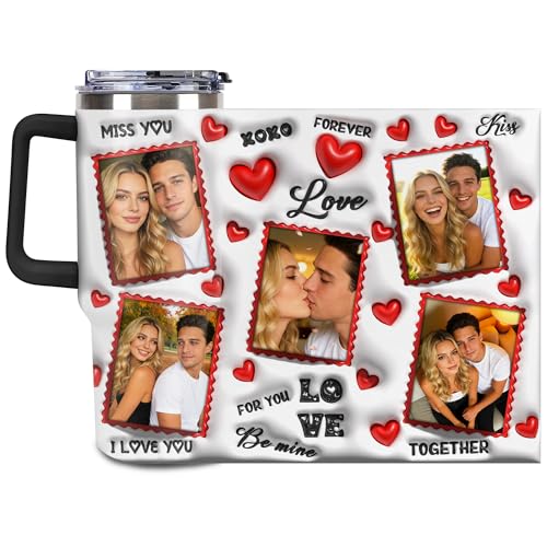 40oz Love & Hearts Five-Photo Tumbler — personalized design example