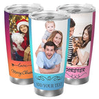 Personalized 20oz Photo & Symbol Keepsake Tumbler – Custom Photo & Text Insulated Travel Cup with Lid, Gift for Dad, Mom, Friends