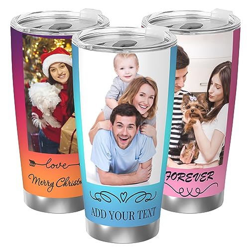 Personalized 20oz Photo & Symbol Keepsake Tumbler – Custom Photo & Text Insulated Travel Cup with Lid, Gift for Dad, Mom, Friends