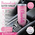 Personalized Tumbler with lid and straw | 20oz Stainless Steel Custom Tumblers | Personalized Gifts | Double Wall Insulated Cup for Hot, Cold Drinks | Tumbler Ombre Glitter effect with Name | 20oz Cup