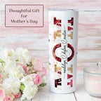 Personalized Mom Tumbler with Name | 20oz Skinny Floral Cup with Lid and Straw | Custom Gift for Mother’s Day, Birthday, Christmas | Insulated Travel Tumbler for Coffee Water Tea | Red Roses