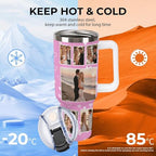 Personalized Picture Tumbler for Men Women,Gift for Dad Mom Families Friends,Custom Photo Image & Text Travel Mug,Insulated Stainless Steel Coffee Cup,Multi Color (40oz-12 Photos)