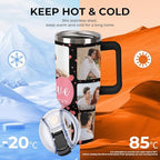 Personalized Tumbler Custom Vacuum Insulated Travel Mug Customizable Coffee Cup with Your Photos and Text Christmas Birthday Gift (40oz Design 4)