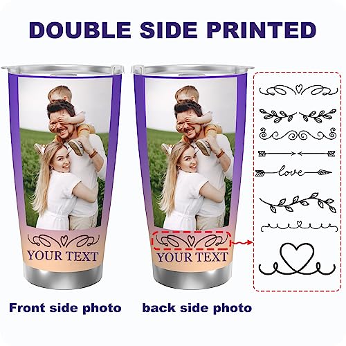 Personalized 20oz Photo & Symbol Keepsake Tumbler – Custom Photo & Text Insulated Travel Cup with Lid, Gift for Dad, Mom, Friends