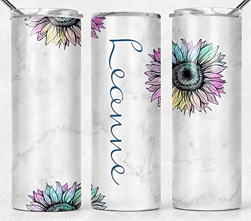 20oz Sunflower Name Tumbler — personalized design example