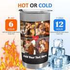 Artsadd Personalized Tumbler with Photo Text Valentines Day Gifts for Boyfriend Girlfriend Customized Coffee Tumblers with Lid and Strawstraw 20oz Stainless Steel Cup Tumbler for Him Her