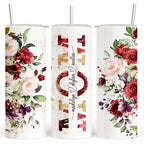 Personalized Mom Tumbler with Name | 20oz Skinny Floral Cup with Lid and Straw | Custom Gift for Mother’s Day, Birthday, Christmas | Insulated Travel Tumbler for Coffee Water Tea | Red Roses