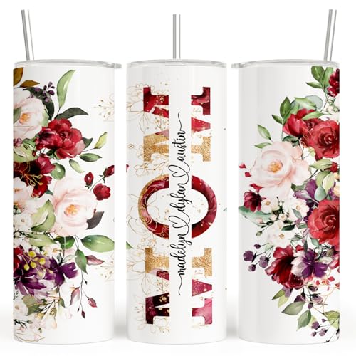 20oz Red Rose MOM Name Tumbler — personalized design example