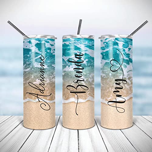 20oz Beach Name Tumbler — personalized design example