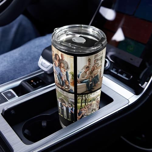 Personalized 20oz Tumbler with Lid, Custom Photo & Name Insulated Double Wall Travel Tumbler, Custom Photo Cup Gift for Dad, Mom, Husband, Wife
