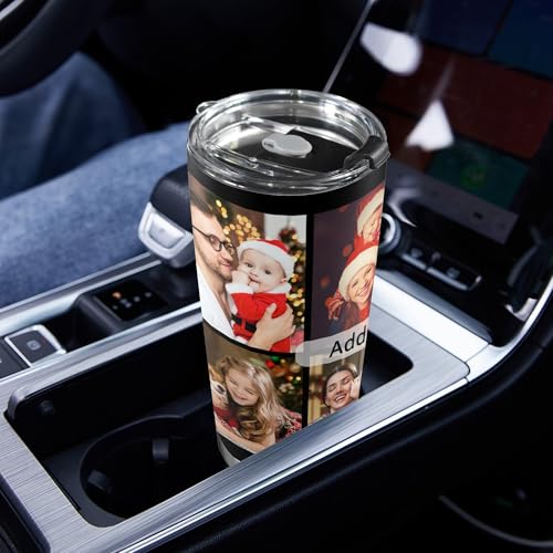 Personalized Tumbler with Photo Text Stainless Steel Tumbler with Straw Custom Funny Coffee Mug Cup Gifts for Anniversary Birthday Christmas Gift for Dad Mom Boyfriend Husband Friends