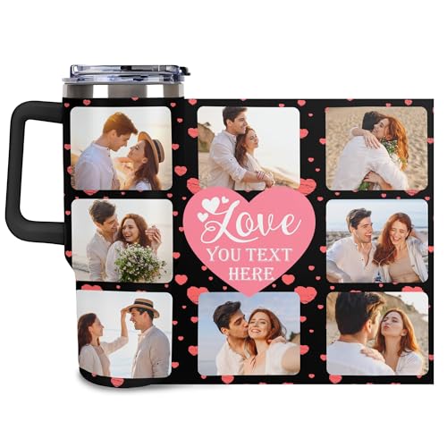 Personalized Tumbler Custom Vacuum Insulated Travel Mug Customizable Coffee Cup with Your Photos and Text Christmas Birthday Gift (40oz Design 4)