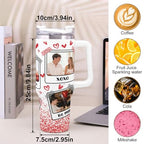 Personalized Picture Tumbler Cups for Men Women, Gift for Husband Wife Him Her Valentines Day, Custom Photo Image & Text Travel Mug, Insulated Stainless Steel Coffee Mug (40oz - 6 Photos)