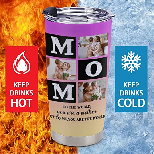 Personalized Picture Coffee Mug Gift on Mother's Day Birthday for Mom Wife Grandma Custom Photo Travel Tumbler Insulated Stainless Steel Image Cup