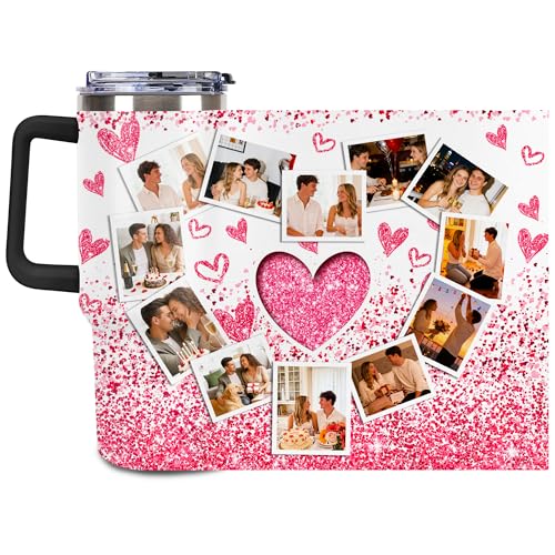 40oz Heart Photo Collage Tumbler — personalized design example