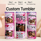 20oz Personalized Photo Stainless Steel Tumbler with Lid & Straw, Romantic Couple Love Design Custom Picture Tumbler, Unique Anniversary Birthday Valentine’s Day Gift Coffee Travel Mug