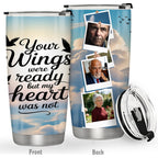 Personalized 20oz Stainless Steel Tumbler, Custom Multi Photo Collage on Back, Birthday Keepsake Gift, Insulated Travel Mug with Lid, Single Cup