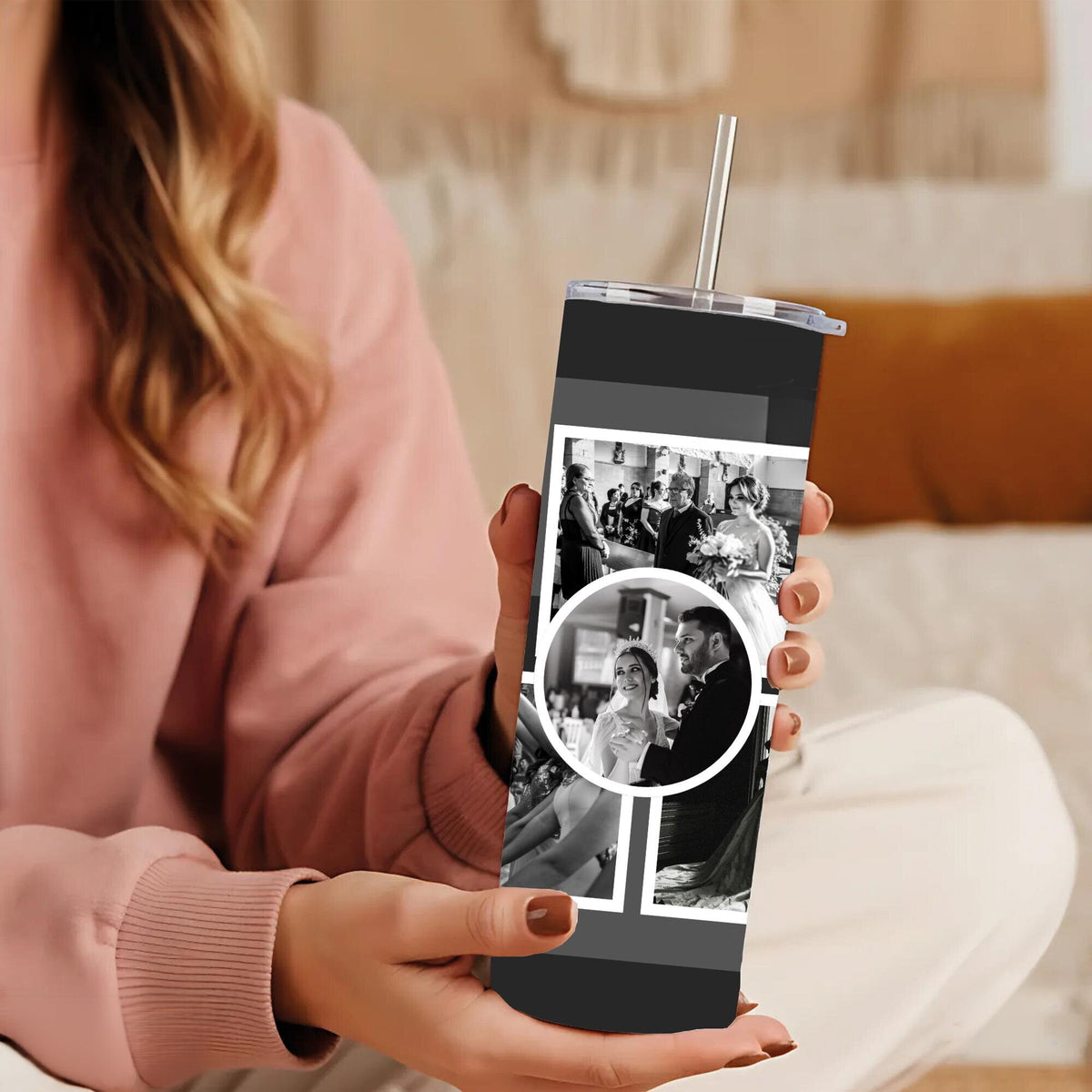 Personalized Wedding Photo Tumbler 20oz, Custom Wedding Date & Name Cup, Custom Travel Photo Tumbler | Personalized Tumbler| Wedding Gifts