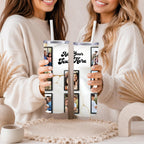 Custom Photo Tumbler with Text | Personalized Travel Mug | Family Gift | Birthday Gift for Mom Dad | Anniversary Gift | Birthday Gift