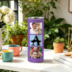 Personalized 20oz Straight Skinny Tumbler, Custom Multi Photo Collage Insulated Stainless Steel Travel Cup, Single Tumbler, Sentimental Father’s Day Gift for Dad, Papa, Husband