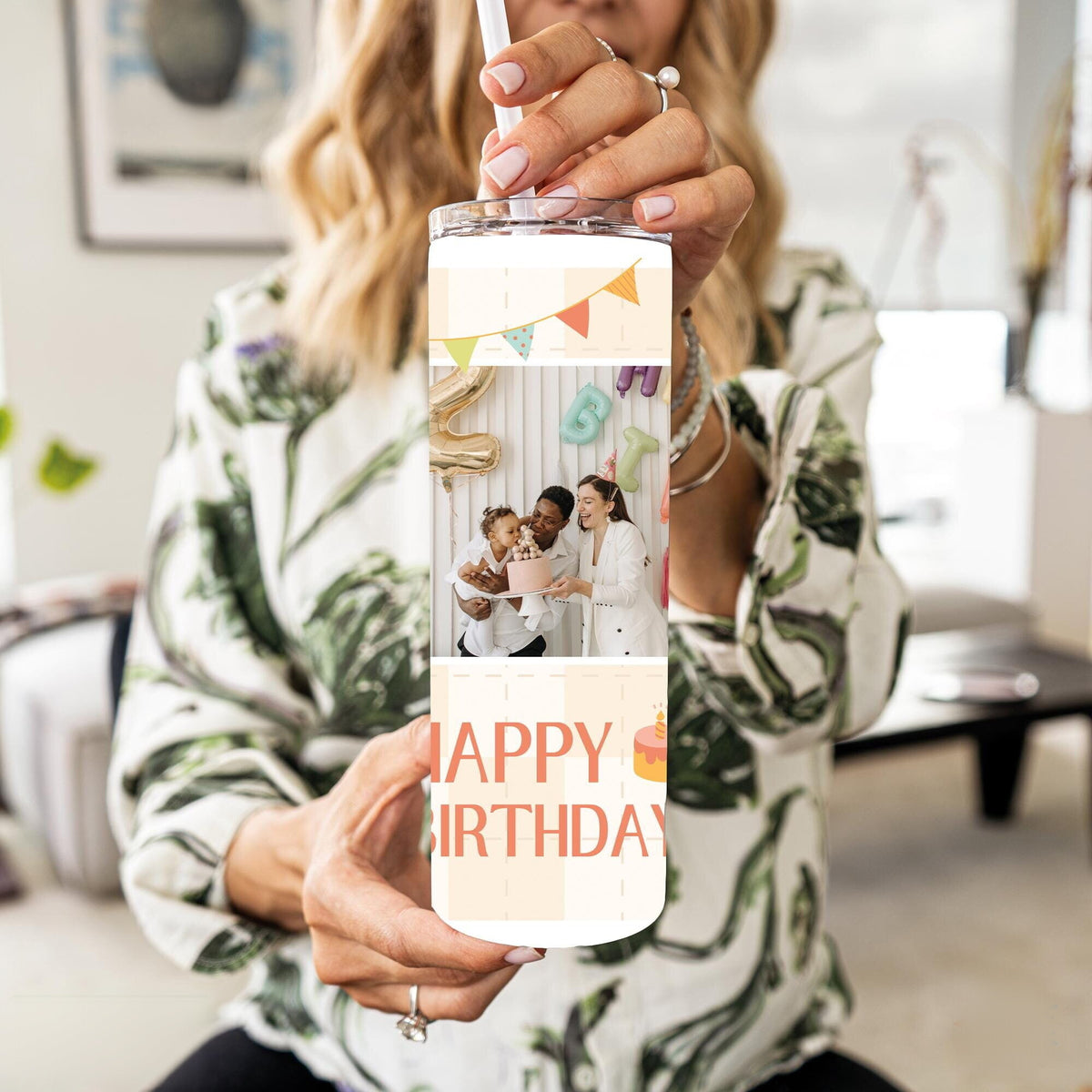 Custom Birthday Photo Tumbler | Personalized Birthday Gift for Her | Custom Picture Party Cup, Customized Birthday Gift | Anniversary Gift