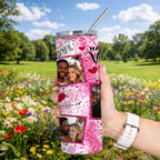 20oz Personalized Photo Stainless Steel Tumbler with Lid & Straw, Romantic Couple Love Design Custom Picture Tumbler, Unique Anniversary Birthday Valentine’s Day Gift Coffee Travel Mug