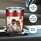 Personalized 20oz Stainless Steel Tumbler, Custom Photo Travel Mug with Lid & Straw, Romantic Anniversary Wedding Gift for Partner, Vacuum Insulated Coffee Cup