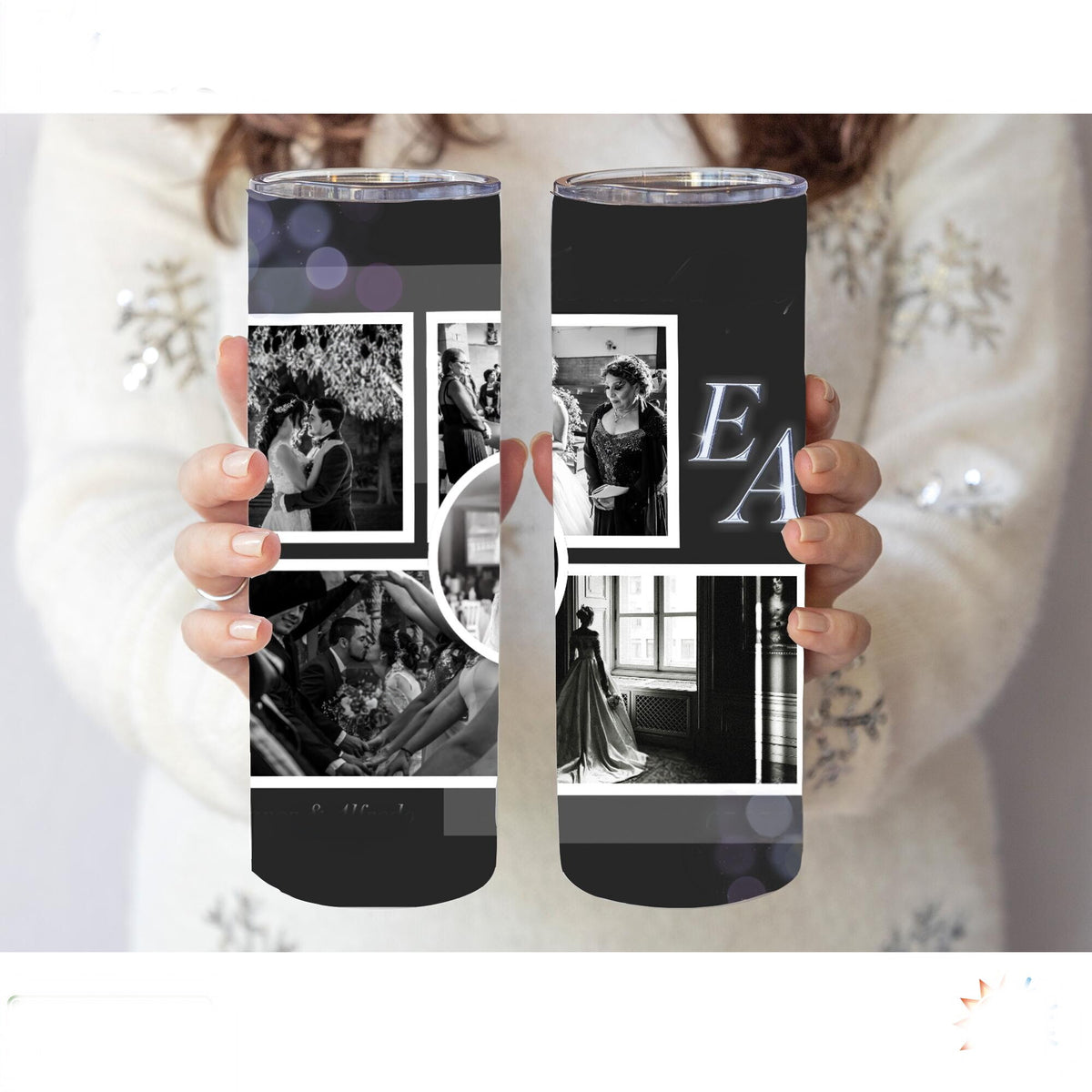 Personalized Wedding Photo Tumbler 20oz, Custom Wedding Date & Name Cup, Custom Travel Photo Tumbler | Personalized Tumbler| Wedding Gifts