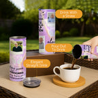 Memorial Custom Photo 20oz Skinny Tumbler, Purple Sky Angel Wings Personalized Insulated Tumbler, Forever in My Heart Remembrance Gift Cup