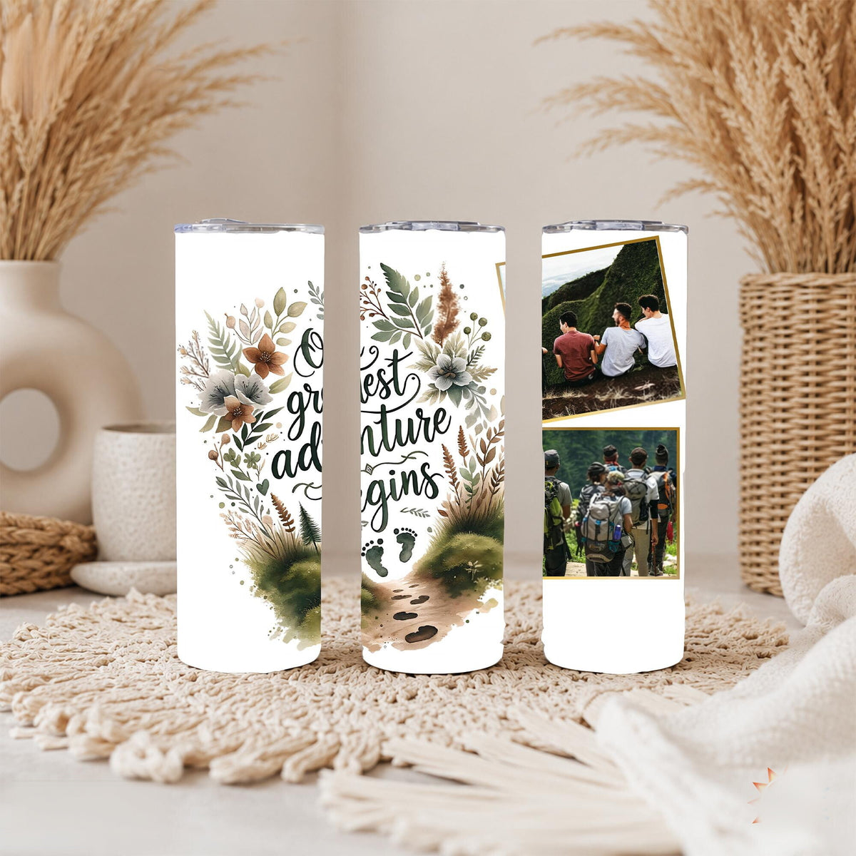 Our Greatest Adventure Begins Tumbler | Personalized Photo Travel Mug | Custom Camping Tumbler | Adventure Group Gift | Anniversary Gift