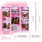 20oz Personalized Photo Stainless Steel Tumbler with Lid & Straw, Romantic Couple Love Design Custom Picture Tumbler, Unique Anniversary Birthday Valentine’s Day Gift Coffee Travel Mug
