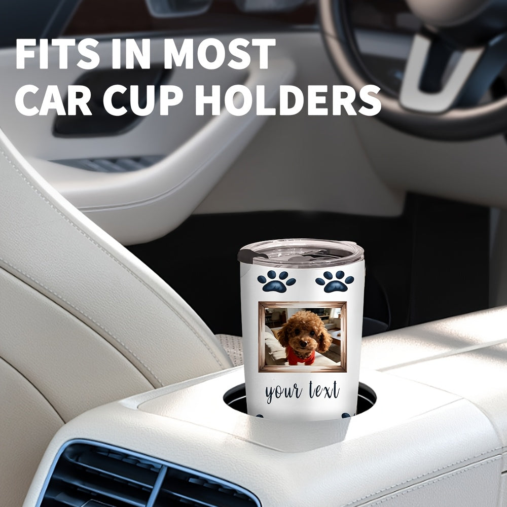 20oz Personalized Tumbler, Custom Your Photos Or Text, Stainless Steel Insulated Tumbler with Lid, Coffee Travel Mug, Dog Paw Print Watercolor Design, Pet Memorial Gift, Birthday Gift for Pet Lovers