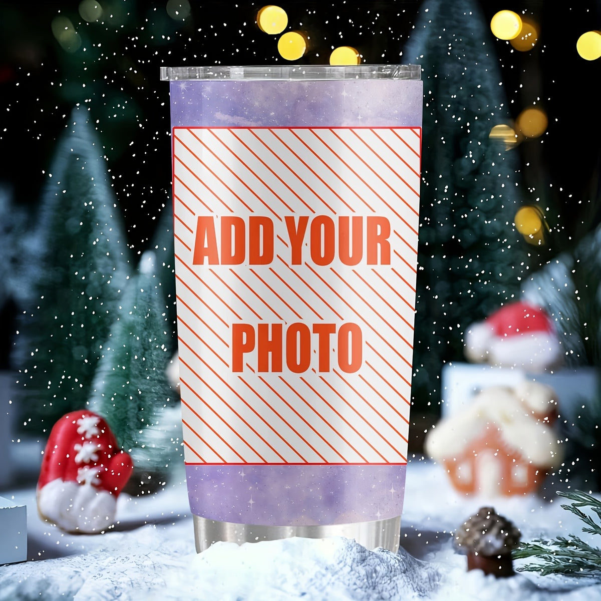 Personalized 20oz Glitter Metal Tumbler with Lid, Custom Photo Printing Only, Multi Color Choices, Insulated Stainless Steel Travel Mug, Single Cup, Unique Gift for Birthday, Christmas, Halloween