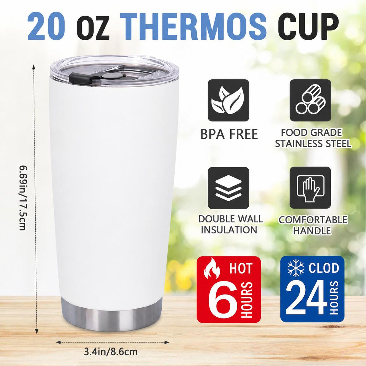 20oz Personalized Tumbler, Custom Your Photos Or Text, Stainless Steel Insulated Tumbler with Lid, Coffee Travel Mug, Dog Paw Print Watercolor Design, Pet Memorial Gift, Birthday Gift for Pet Lovers