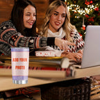 Personalized 20oz Glitter Metal Tumbler with Lid, Custom Photo Printing Only, Multi Color Choices, Insulated Stainless Steel Travel Mug, Single Cup, Unique Gift for Birthday, Christmas, Halloween