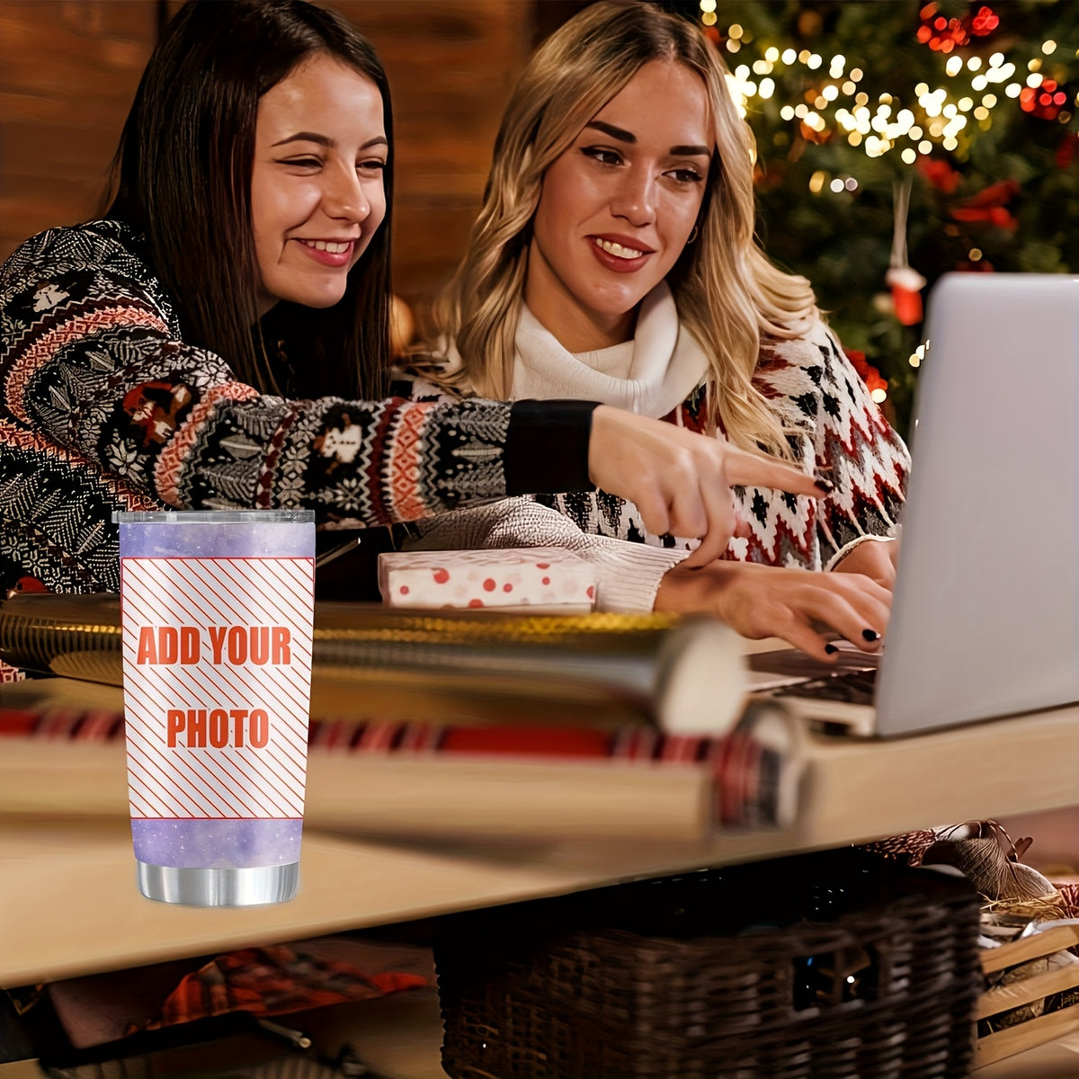 Personalized 20oz Glitter Metal Tumbler with Lid, Custom Photo Printing Only, Multi Color Choices, Insulated Stainless Steel Travel Mug, Single Cup, Unique Gift for Birthday, Christmas, Halloween