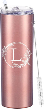 Personalized Tumbler Cup with Initials.Cup with Letter L 20oz Skinny Tumbler.Personalized Travel Monogram Letter Coffee Mug Gifts.Custom Initial Tumbler gifts for Women Birthday Christmas.
