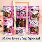 20oz Personalized Photo Stainless Steel Tumbler with Lid & Straw, Romantic Couple Love Design Custom Picture Tumbler, Unique Anniversary Birthday Valentine’s Day Gift Coffee Travel Mug