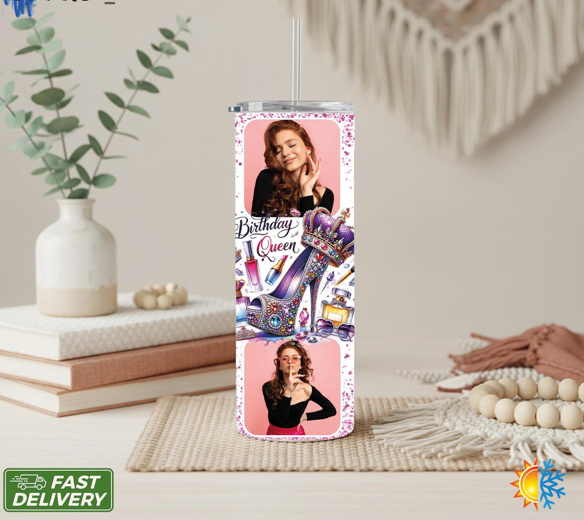 Custom Birthday Photo Tumbler 20oz |Personalized Photo Tumbler | Birthday Gift for Her| Party Drinkware | Customized Tumbler
