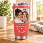 Personalized Photo Tumbler, Custom Picture & Name 20oz Travel Cup, Stainless Steel Keepsake Gift for Mom Dad Couple Family Pet Lover