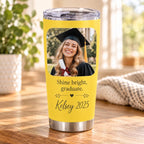 Personalized Photo Tumbler, Custom Picture & Name 20oz Travel Cup, Stainless Steel Keepsake Gift for Mom Dad Couple Family Pet Lover