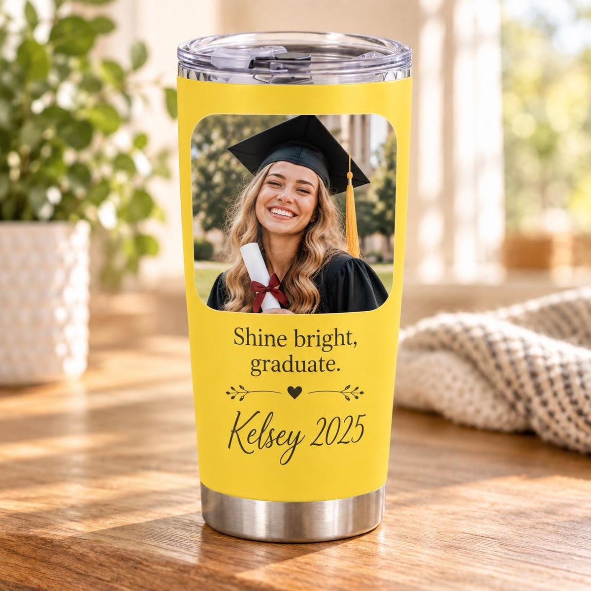 Personalized Photo Tumbler, Custom Picture & Name 20oz Travel Cup, Stainless Steel Keepsake Gift for Mom Dad Couple Family Pet Lover