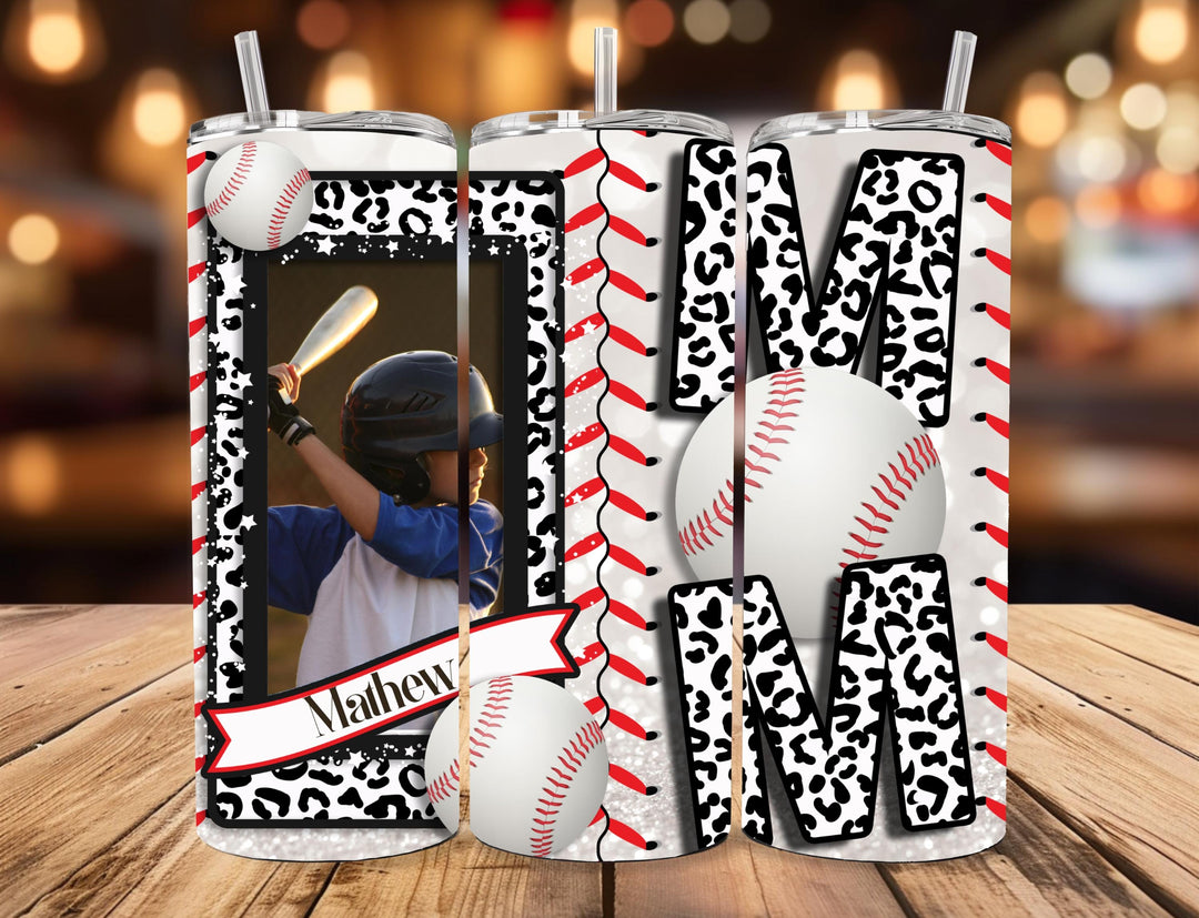 Personalized 20oz Baseball Photo & Name Tumbler