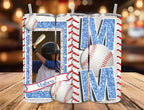 20oz Personalized Baseball Player Tumbler, Custom Athlete Photo & Glitter Name, Baseball Stitch Design Stainless Steel Insulated Tumbler with Lid & Straw, Gift for Baseball Player, Sports Athlete Gift