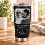 Personalized Photo Tumbler, Custom Picture & Name 20oz Travel Cup, Stainless Steel Keepsake Gift for Mom Dad Couple Family Pet Lover
