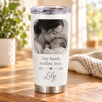 Personalized Photo Tumbler, Custom Picture & Name 20oz Travel Cup, Stainless Steel Keepsake Gift for Mom Dad Couple Family Pet Lover