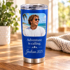 Personalized Photo Tumbler, Custom Picture & Name 20oz Travel Cup, Stainless Steel Keepsake Gift for Mom Dad Couple Family Pet Lover